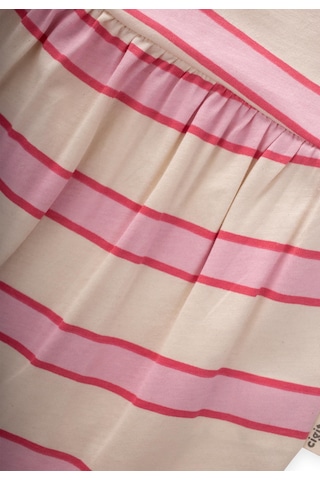 Cigit Geniş Çizgili Tulum 0-3 Yaş Pembe Fuşya Çizgili Pembe Fuşya Çizgili