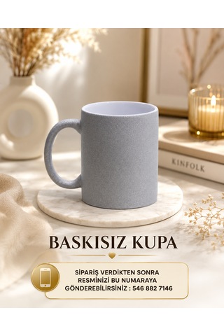 Simli Kişiye Özel Baskılı Kupa-4 Farklı Renk Seçeneği Gri
