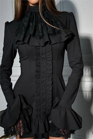 Kadın Siyah Dantel Detaylı Tasarım Elbise Dpnbemp2553 Siyah