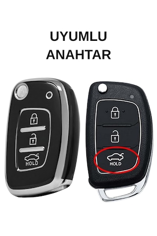 Hyundai Santafe Elentra Solanis İ20 İoniq İ30 Tucson İx35 3 Buton Nano Anahtar Kılıfı Siyah