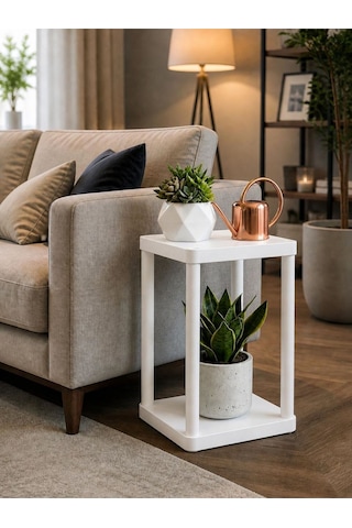 Sakura 2 Katlı Çiçeklik Saksılık Beyaz