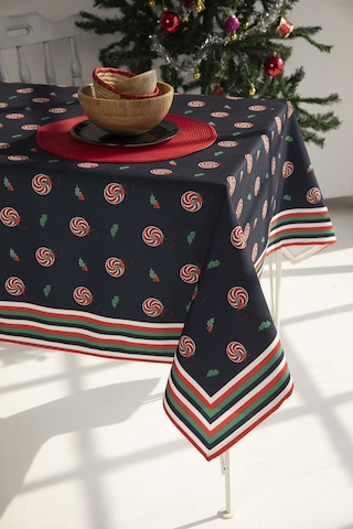 Ays Home Lacivert Şeker Desenli Yılbaşı Masa Örtüsü