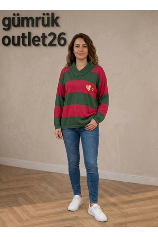 Noqkta Kadın Retro Kazak Çok Renkli