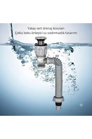 Mutfak Ve Banyo İçin Koku Önleyici Yeni Nesil Körüklü Lavabo Sifonu Altı Hortumu Evye Takımı Bas Çek Özellikli