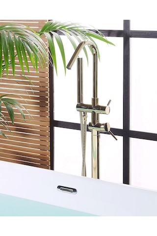 Vıctorıa Serbest Küvet Musluğu, El Duş Başlıklı, Pirinç Gövdeli Modern Banyo Bataryası Altın