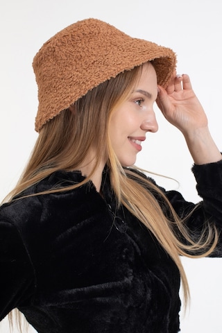 Ladycolor Kadın Kışlık Şapka Peluş Kumaş Bucket Modeli Camel Camel