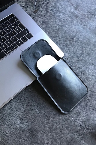 Magic Mouse Kılıfı Apple Uyumlu Hakiki Deri Yılan Baskı Tablet Kılıfı