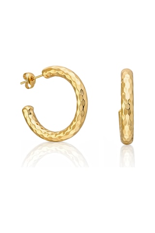 Biju By Servi Milano Dokulu Halka Altın Renk Küpe-278 Gold