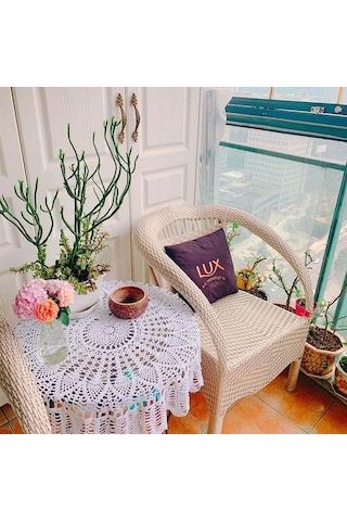 Ulzyvf El İşi Dantel Masa Örtüsü - Pamuklu Yuvarlak Çiçek Desenli Yeni Renk Seçenekleri Beyaz Beyaz