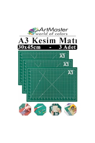 A3 Kesim Matı 3 Adet 30x45 Cm Çift Taraflı Çizim Matı Kesim Altlığı Kesme Madı Kesim Tablası Proje Etkinlik