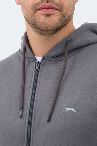 Slazenger Majestıc I Erkek Fermuarlı Kapüşonlu Cepli Gri Sweatshırt Gri