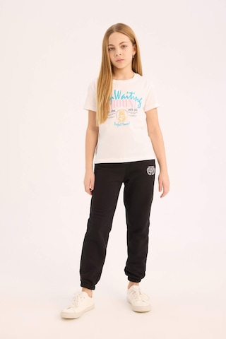 DeFacto Kız Çocuk Bisiklet Yaka Baskılı Kısa Kollu Tişört E0351A825SMWT34 Beyaz