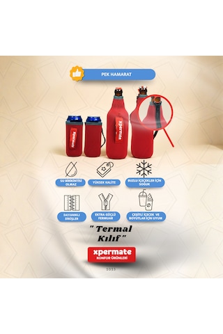 Xpermate Termal İçecek Kılıfı Sıcak & Soğuk Tutan Şişe Bira Termal Kılıf 0,5l Kırmızı