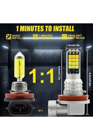 Ebitda 2 Adet V6 H11 Dc9-36v 30w 3000lm Ip65 Araba Led Çift Renkli Sis Lambası, 30led Smd-2525 Diğer