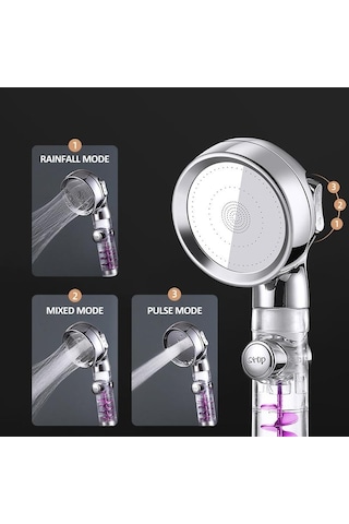 Turboşarjlı Duş Başlığı 3 Mod Yüksek Basınç Ayarlanabilir Filtreleme Yağış Duşu Ev Banyo İçin Altın