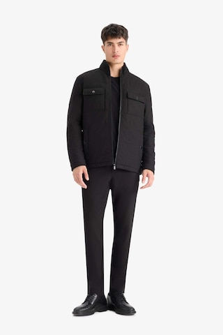 Defacto Slim Fit Dar Kesim Dik Yaka Astarlı Fermuarlı Cepli Kışlık Şişme Penye Mont E7888ax25aubk27 Siyah