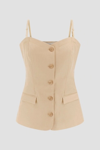 Guess Kadın Bej Keten Bluz Kahverengi