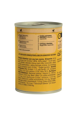 Köpekler İçin Tavuklu Konserve Yaş Mama 400 G