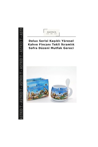 Delux Serisi Kaşıklı Yöresel Kahve Fincanı Tekli İkramlık Sofra Düzeni Mutfak Gereci Çok Renkli