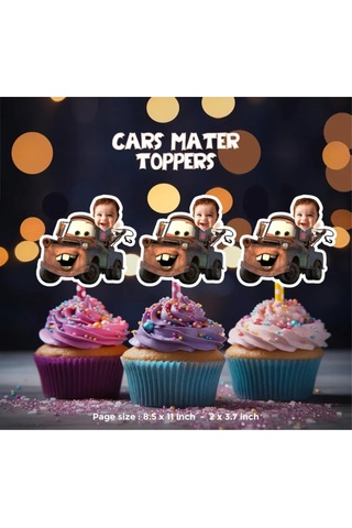 Arabalar Cupcake Pasta Süsü Kürdan 10 Adet 0