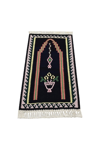 Kilim Antik El Dokuması Bayburt Seccade Mihraplı Kilimi 0158 - Yeni - Siyah