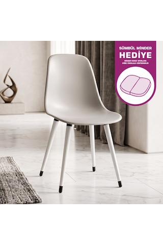 Vilinze Eames Beyaz Ahşap Ayak Plastik Gri Sandalye Eames-beyaz Gri - Beyaz
