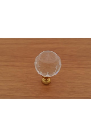 Azimkarhirdavat Kristal Taşlı Düğme Kulp Tek Delikli Tabanı Sarı (30 Mm)
