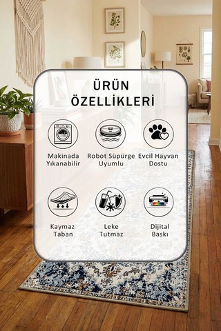 Yıkanabilir Yolluk 123 Gri