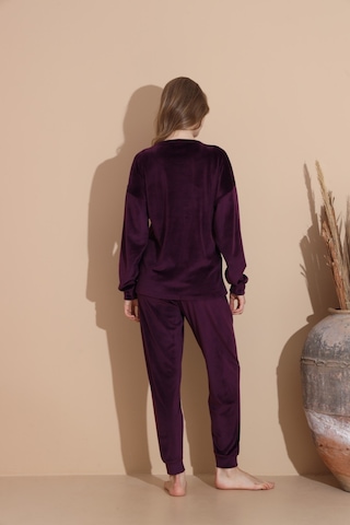 Lukitus Pamuklu Kadife Pijama Takımı Kadife01 Mor