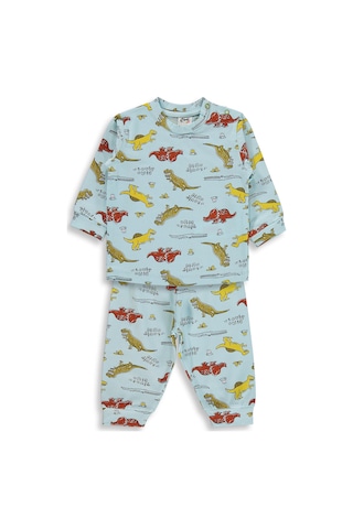 Civil Baby Dino Yazılı 6-18 Ay Pijama Takımı - Mavi Turkuaz