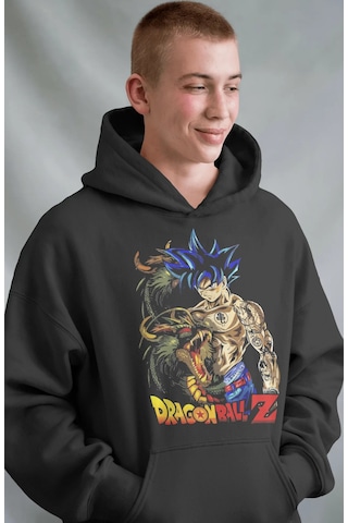 Sevbano Son Goku Dragon Ball Z Anime Ön Baskılı Unisex Oversize Premium H Siyah