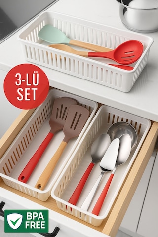 3'lü Çekmece İçi Kaşıklık Sepet Organizer Diğer