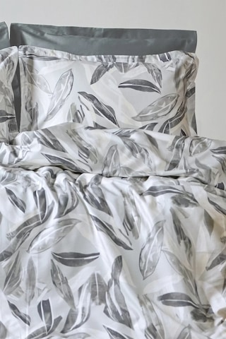 İssimo Home Caliari %100 Pamuk Saten Çift Kişilik Nevresim Takımı Gri - Beyaz