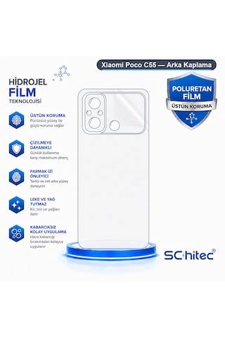 Schitec Xiaomi Poco C55 Uyumlu Arka Yüzey Hidrojel Koruyucu Film 92159155