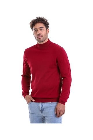 Hatemoğlu Erkek Bordo Regular Fit Düz 100% Pamuk Yarım Balıkçı Yaka Triko Kazak Bordo