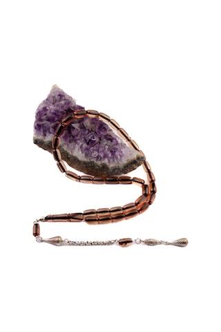 Burhan Sağlam Kapsül Kesim 11x7 Mm Ateş Kehribar Alpaka Püsküllü Tesbih Bs24660