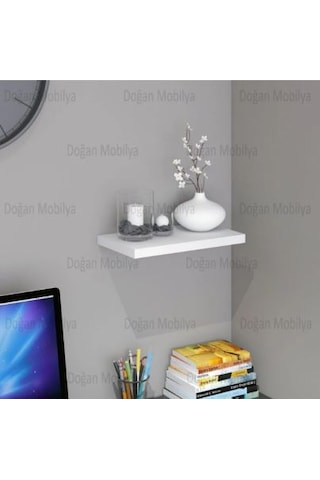 Duvar Rafı Parlak Beyaz Uçan Raf Mdf Gizli Bağlantılı