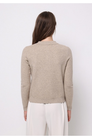 Colins Regular Fit Polo Yaka Baskılı Kadın Bej Kazak Cl1077282 Q1.v1 Beı Bej