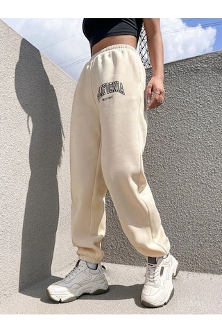 Kadın California Baskılı Paça Lastikli Oversize Eşofman 001