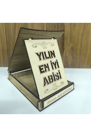 Kişiye Özel Yılın En İyi Abisi Ahşap Plaket 9,5x13,5x2,5