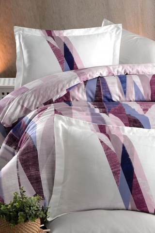 Dijital Saten Çift Kişilik Nevresim Takımı Prism Pembe
