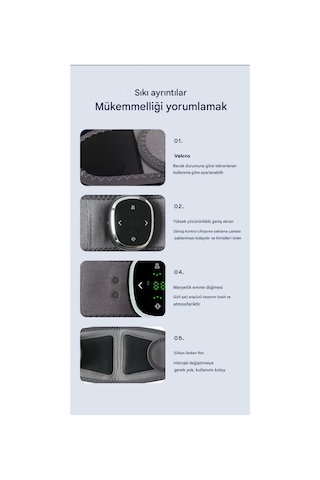 K-l01 Isıtmalı Şarjlı 3 Modlu Bacak Kol Masaj Aleti Titreşimli Gri