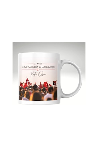 Applucky 23 Nisan Ulusal Egemenlik Ve Çocuk Bayramı 2 Baskı Kupa Bardak Beyaz