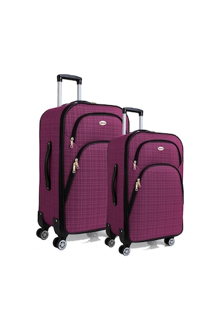 Gedox Büyük Ve Orta Boy Valiz Seti 4 Teker Kumaş Valiz Mor 1081