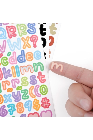 Renkli Alfabe Ve Rakamlar Yapışkanlı Sticker - Kendinden Yapışkanlı Dekoratif Defter Etiketi Çok Renkli