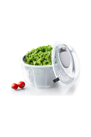 Pratik Salata Kurutucu Çevirmeli Sebze & Marul Kurutma Kabı, 4,5 L Manuel Dönerli Yıkama Ve Kurutma Leğeni, Suy Çok Renkli