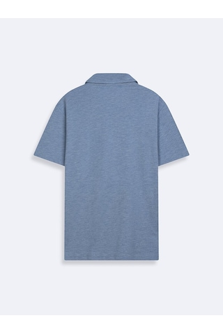 LTB Fermuarlı Pike Polo Yaka Mavi T-shırt