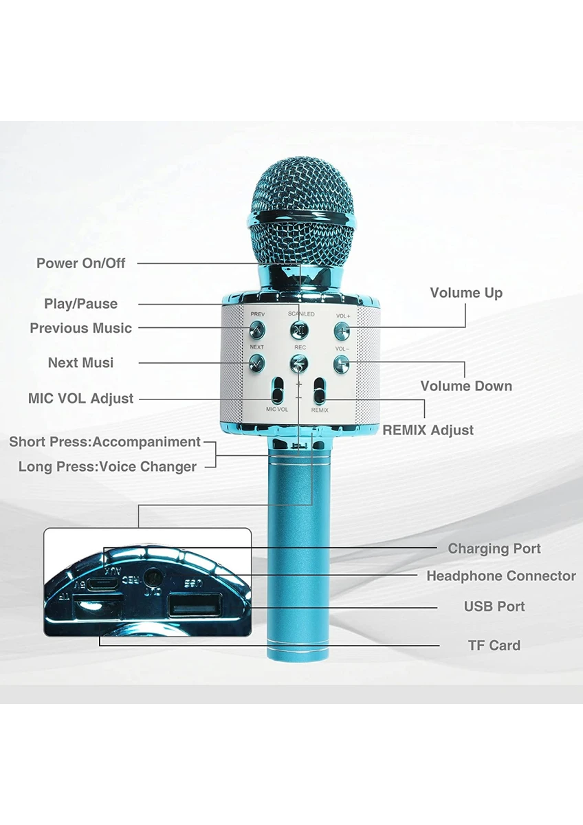 Bluetooth Karaoke Mikrofon Ws-858 Taşınabilir Kablosuz Hoparlörlü Karaoke Mikrofonu Çocuk Ve Yetişkin Uyumlu Dj Party Mi
