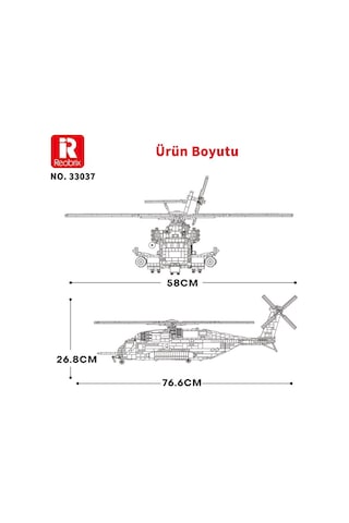 Reobrix 33037 Amerikan Sikorsy Ch-53 Nakliye Helikopteri Yaratıcı Yapı Blok Seti Building Blocks - 2193 Parça
