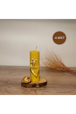 Balmumu Mum El Yapımı Doğal Mum 4 Adet 10 Cm X 3 Cm